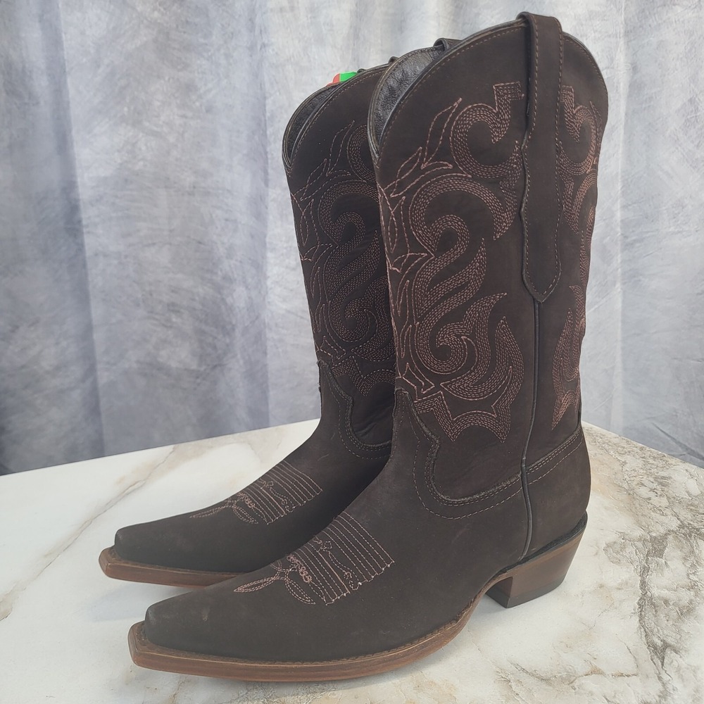 El General x Senor De Los Cielos Nubuck Western Cowgirl Boots Women's 6 M Brown - Picture 3 of 16